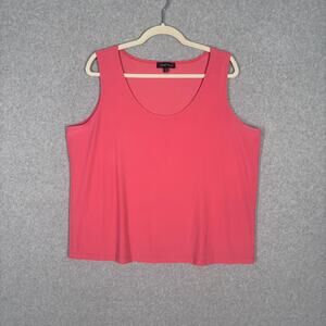 Slinky Brand Tank Top 1X Pink Liquid Cami Coral Career Knit Office Layer USA